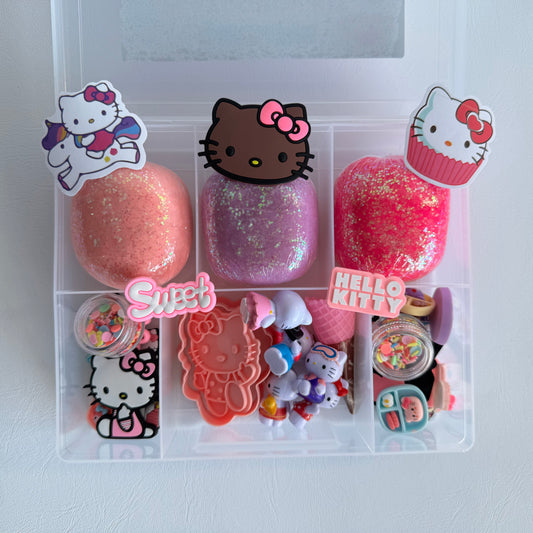 Hello kitty inspired handmade playdough with adorable kitty themed accessories. Fun sensory play for kids in Australia 